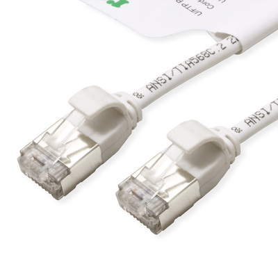 U/FTP Patchkábel LSOH TPE 3m cat.6a, biely, slim, Cu, Flex Cable, Roline Green, Eco obal