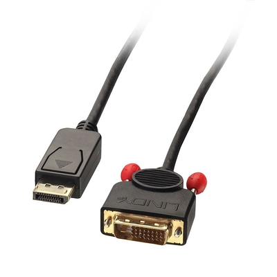 Kábel DisplayPort na DVI-D M/M 2m, jednosmerný, max. 1920x1200 @60Hz, čierny, pozl. konektor
