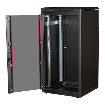 19" Rack na podlahu 22U, 1164x600x600mm (HxWxD), PRO, sklenené dvere, čierny