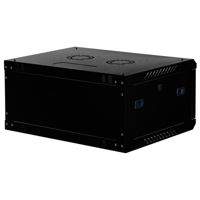 19" Rack na stenu 4U, čierny, 290x600x450mm (HxWxD), odnímateľné bočnice