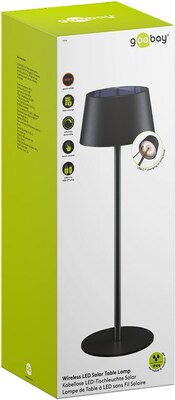 Solárna stolná LED lampa, 150lm, vonkajšia IP44, nabíjacia 1800mAh, teplá biela 3000K, farba čierna