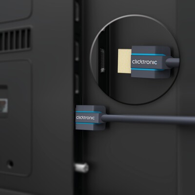 Kábel HDMI M/M 2m, High Speed+Eth, 4K@60Hz, HDMI 2.0, 18G, pozl. konektor, modrý, Slim, C