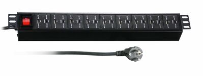 19" napájacia lišta 18xUSB nabíjačka (USB A + USB C), vidlica (CEE7/7), s vypínačom, 3m, čierna