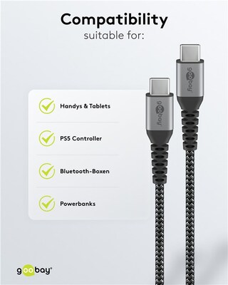 Kábel USB 2.0 CM/CM Typ C 0.5m, High Speed, Power Delivery 60w 20V3A, čierny/sivý