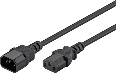 Kábel sieťový 230V predlžovací, C13 - C14, 2m, 0.75mm², 10A, čierny