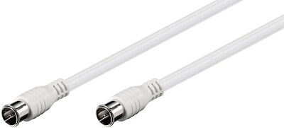 Kábel satelitný, koax F-konektor QUICK M/M 2.5m, 75 Ohm, 80dB, 2x tienený, CCS, biely