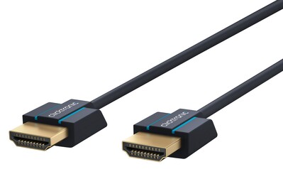 Kábel HDMI M/M 3m, High Speed+Eth, 4K@60Hz, HDMI 2.0, 18G, pozl. konektor, modrý, Slim, C