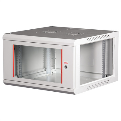 19" Rack na stenu 6U, sivý, 379x600x600mm (HxWxD), odnímateľné bočnice