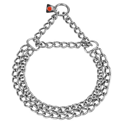 Obojok retiazkový sťahovací 3mm/50cm, obmedzovač, malé ploché oko, 2-radový, leštený, nerez, HS
