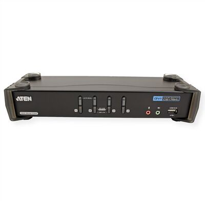 KVM switch/prepínač 4PC, DVI-I Dual Link, USB, USB hub, audio