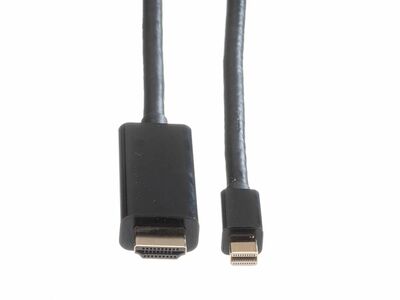 Kábel DisplayPort mini na HDMI M/M 2m, jednosmerný, 4K@60Hz UHD, audio, čierny, pozl. konektor
