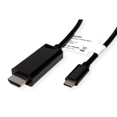 Kábel USB 3.1 Typ C na HDMI M/M 3m, gen.2, 4K@60Hz, čierny