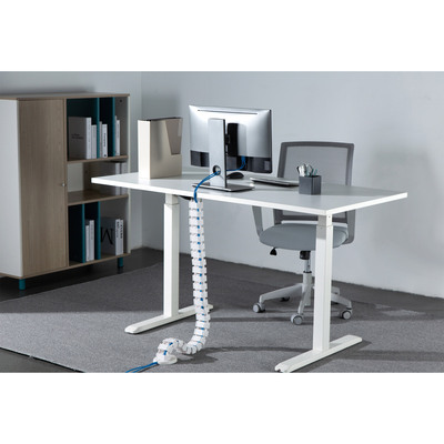 Káblový organizér CUBE "chrbtica", 4 komorový, 128cm, montáž k stolu, biely