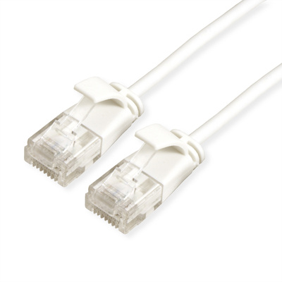 UTP Patchkábel LSOH TPE 1m cat.6a, biely, slim, Cu, Flex Cable, Roline Green, Eco obal