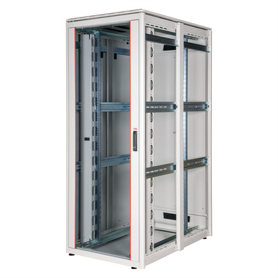 19" Rack na podlahu 42U, 2053x800x1200mm (HxWxD), PRO, sklenené dvere, sivý