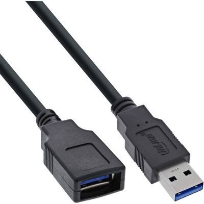 Kábel USB 3.2 Gen 1, A-A M/F 3m, 5Gbps, predlžovací, čierny