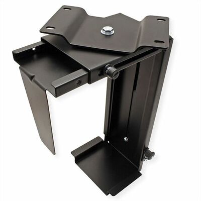 Držiak PC skrinky pod dosku stola/nástenný, čierny, do 10kg, Š: 85-200mm, výška 170-533mm