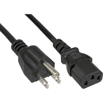 Kábel sieťový 125V, vidlica (NEMA 5-15P) US priama - C13, 3m, 0.83mm², 10A, čierny