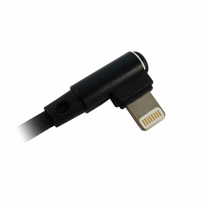 Kábel USB "Lightning" pre Apple, 1m, High Speed, čierny, zahnutý 90°