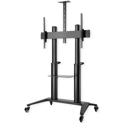 Držiak na kolieskach pre TV 70-120", s policou, výška 103-163cm, max 140kg, VESA do 1000x600, čierny
