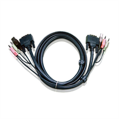 Sada káblov pre KVM DVI-I M/M, USB-A M, USB-B M, 4x 3.5mm jack Audio, 1.8m