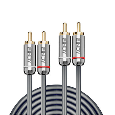 Kábel Cinch 2x audio M/M 3m, sivý, pozl. konektor, Slim, Cromo Line