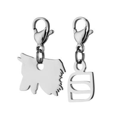 Prívesky SPRENGER, ovčiak a SPRENGER logo, nerezová oceľ, HS