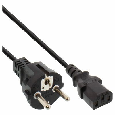 Kábel sieťový 230V, vidlica (CEE7/7) priama - C13, 0.3m, 0.75mm², 10A, čierny