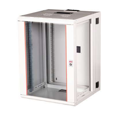 19" Rack na stenu 16U, sivý, 818x600x600mm (HxWxD), RAL7035, PRO, otočný (2-dielny)