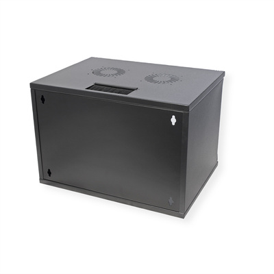 19" Rack na stenu 7U, čierny, 370x540x400 mm (HxWxD), RAL9005, BASIC