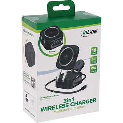 Nabíjačka bezdrôtová (wireless), skladacia 3v1, MagSafe kompatibilná,15W