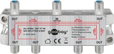 Rozbočovač / distribútor TV a SAT signálu, 1IN/6OUT, 5-2400 Mhz, F-konektor