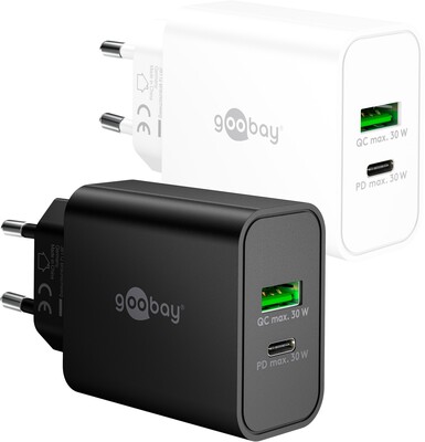 Nabíjačka USB 230V 2port, 1xUSB A, 1x USB Typ C, 30W, Power Delivery, Quick Charge 3.0, biela