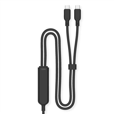 Kábel USB 2.0 Typ C CM/2xCM 1.8m, High Speed, Power Delivery 100w, čierny