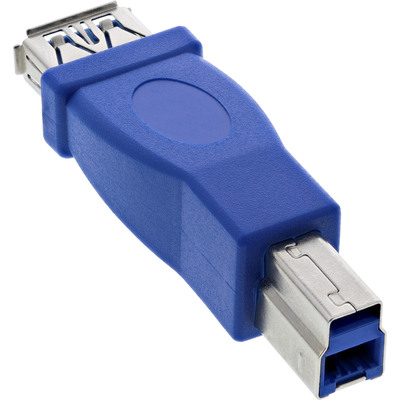 Adaptér USB 3.2 Gen 1, A-B (3.0) F/M, 5Gbps, priamy, modrý