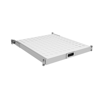 19" Polica 350-450mm, max.20kg, 1 KUS, čierna, perforovaná, 1U