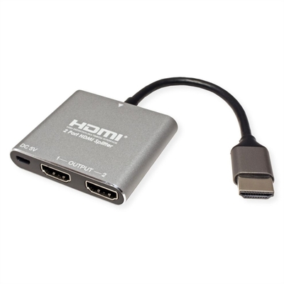 Video distribútor/splitter HDMI 1IN/2OUT UHD 4K (60Hz) 18G, čierny, napájanie micro USB