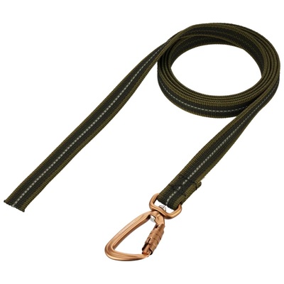 Vodítko bez uška pogumované, 19mm/1m, hlníková karabína s poistkou, olivovo zelené, HS