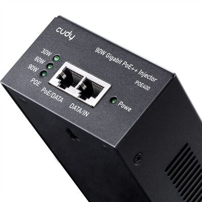 PoE+ Injector, Gigabit, 1port, 90W, 802.3af/at, čierny, CUDY