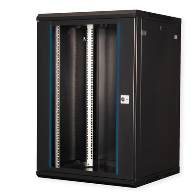 19" Rack na stenu 18U, čierny, 912x600x600 mm (HxWxD), odnímateľné bočnice