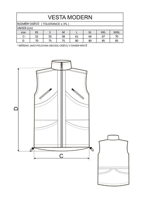 Vesta MODERN unisex, bez kapucňe, sieťovaná podšívka, polyester, zelená, XL