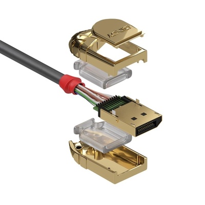 Kábel DisplayPort M/M 15m, 4K@60Hz, DP v1.2, 10.8Gbit/s, sivý, pozl.konektor, Gold Line