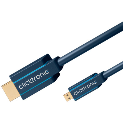 Kábel HDMI/HDMI micro M/M 1m, Ultra High Speed+Eth, 4K@60Hz, HDMI 2.0, 10.2G, G pozl. kon., Modrý, C