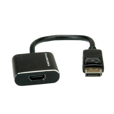 Adaptér DisplayPort/HDMI M/F, 4K@60Hz (DP 1.2a, HDMI 2.0), aktívny, 15cm, čierny