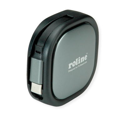Kábel USB 2.0 Typ C CM/CM 1.2m, High Speed, Power Delivery 60w 20V3A, čierny, samonavíjací