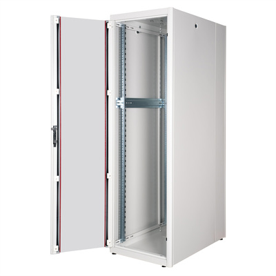 19" Rack na podlahu 42U, 2010x600x1000mm (HxWxD), BASIC, sklenené dvere, sivý