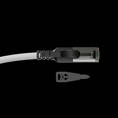 S/FTP (PiMF) Patchkábel LSOH 0.3m cat.6a, sivý, Cu, UL, Security Cable (so zámkom)