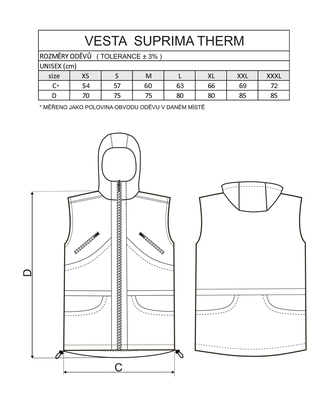 Vesta SUPRIMA-THERM, zateplená, s kapucňou, čierna s reflexným lemovaním, S §