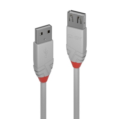 Kábel USB 2.0 A-A M/F 0.2m, High Speed, predlžovací, sivý, Anthra Line