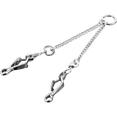 HS Spojovacia reťiazka, 38cm/1.5mm, pre 2 psov, štipcové karabíny, chrómovaná oceľ